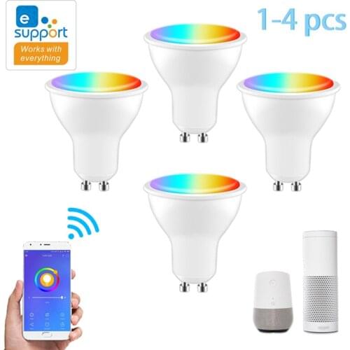 GU10 Spotlight WiFi Smart Light Bulb 4w RGB+CCT 2700-6500K Smart Bulb App Remote Control RGB Light Lamp For Alexa Google Home