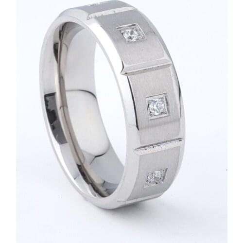 Unique Designer 8mm CZ Stones Wedding Band Jewelry Rings for Men And Women Marriage Anniversary Fashion Gift