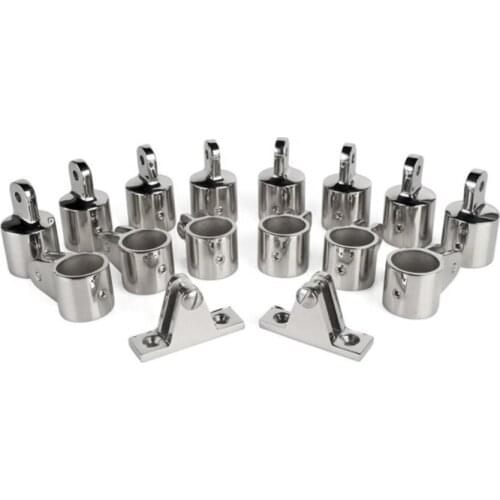 Stainless Steel 316 Bimini Top Fittings 16Pcs/Set Cap Flip Top Cap Top Slide Deck Hinge 7/8 Inch