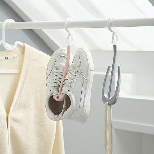 Multifunctional Shoe Rack for Drying Towels Sock Lace Hooks Home One Hanging Two 360 Rotating Shoe Racks Windproof Drying Hanger
