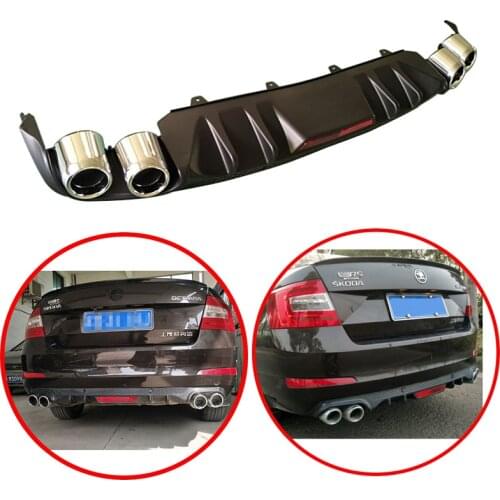 High Quality For Skoda Octavia III RS Sedan 2014-2019 Black Diffuser Protector Car Styling ABS Material Rear Bumper Lip