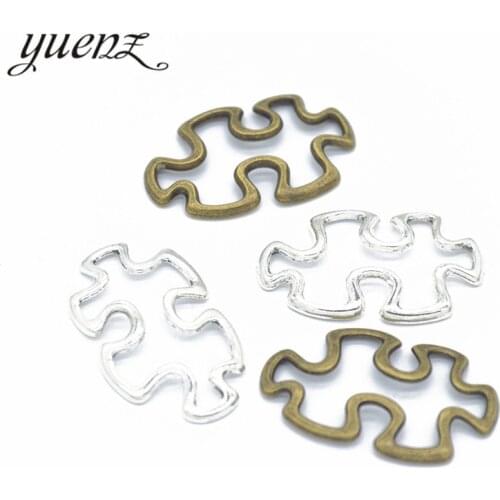 YuenZ 10pcs 2 colour Alloy Metal Antique Sliver Puzzle Charm Jewelry Making DIY Handmade Craft 30*18mm J174