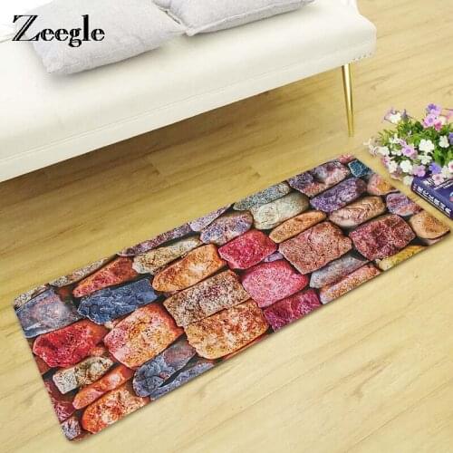 Zeegle Living Room Bedside Long Rug Custom Sofa Table Mat Absorbent Non-slip Stone Pattern Home Decor
