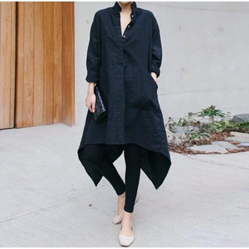 Johnature 2021 Spring New Casual Long Irregular Womens Tops And Blouses Korean Simple Loose Pockets Female Shirts