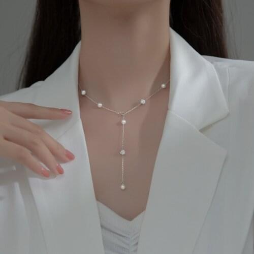 925 Sterling Silver Diamond Round Necklace Women Zircon Fine Necklace Pendant Simple Shell Clavicle Chain Jewelry Accessories