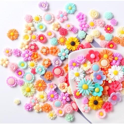 10/30/50 Pcs Resin Charm Flower Home Decoration Scrapbooking Cute Craft DIY Embellishments Accessories Buttons