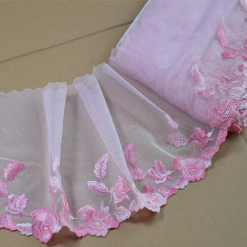 10Meters Pink Mesh Tulle Lace Fabric DIY Sewing Accessories Trim Bra Underwear Lingeire Garments Sewing Craft 17cm Width