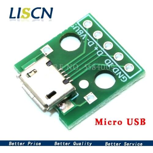 10PCS Micro USB To DIP Adapter 5pin Female Connector Module Board Panel Female 5-Pin Pinboard micro usb connector 2.54 MM