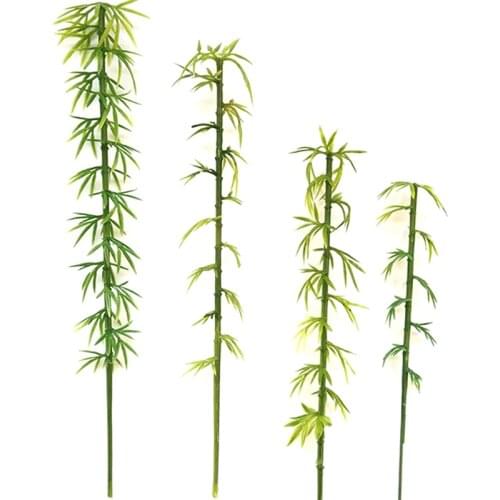10 Pieces New Artificial Green Bamboo Leaves Fake Green Plants Greenery Leaves for Home Hotel Office Decoration
