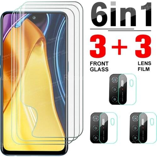 6 in 1 Hydrogel Front Film For Xiaomi Pocophone M3 Pro m3Pro M 3 For Xiomi Pocom3 Pokom3 Camera Glass HD Phone Screen Cover Film