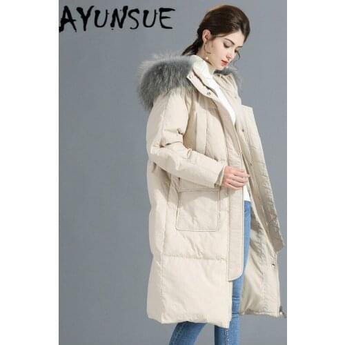 90% White Duck Down Jacket Women 2020 Winter Coat Women Raccoon Fur Collar Korean Puffer Jacket Women Warm Parka Y619 YY1639