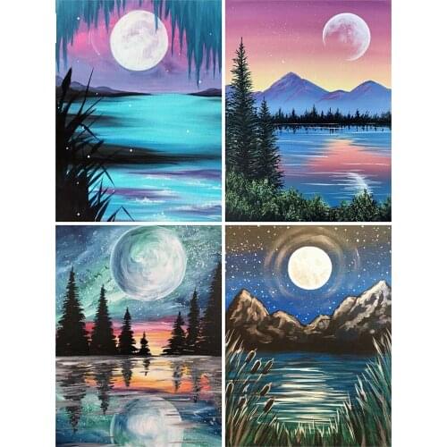 KAMY YI Landscape Lake Surface Moon Diamond Painting Cross Stitch Full Diamond 5D Diy Embroidered Mosaic Art Home Decoration