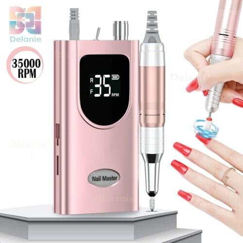 Rechargeable Nail Drill 35000RPM Portable Electric Nail Drill Machine Manicure Set File Nail Pen Machine Kit Nail Grinder Bits
