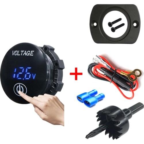 DC 12V-24V Car Digital Voltmeter Motorcycle Voltage Panel Meter With Touch ON OFF Switch DIY Installation Kits 1-Hole Panel