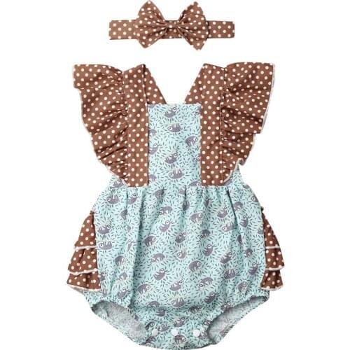 Toddler Girl Bodysuit 2PCS Newborn Baby Girl Polka Dot Ruffle Sleeveless Bodysuits Jumpsuit Outfit Clothes Summer