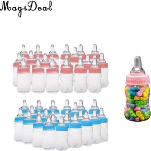 MagiDeal 24pcs/Lot Milk Bottles Candy Bottles Baptism Christening Baby Shower Party Favors Gifts Pink/Blue