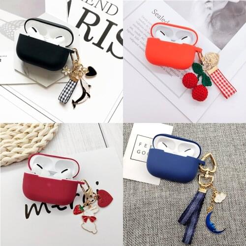Fundas For AirPods Pro Case Braided cherry Cute rabbit Pendant keyring headphone case For Air pods 3 Pro silicone Earphone Cover