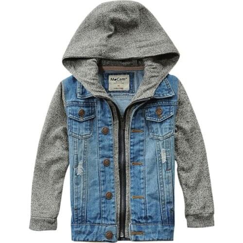 Boys Denim Jacket Big Kids Warm Top Classic Hooded Jacket for 1-12years Child Boy Jacket Denim Coat Top Clothes