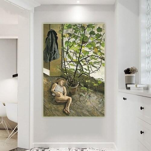 Interior at Paddington. 1968 by Lucian Freud Canvas Oil Painting Artwork Aesthetic Decorative Picture Wall Decor Home Decoration