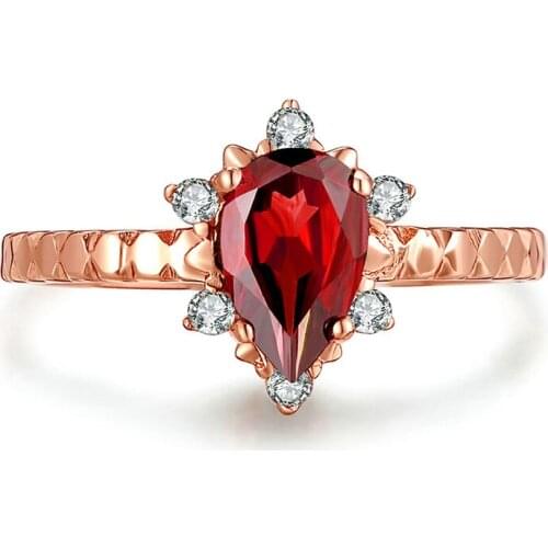 Natural Garnet Ring female pigeon blood ruby ring S925 pure silver Japanese and Korean rose gold hand index finger