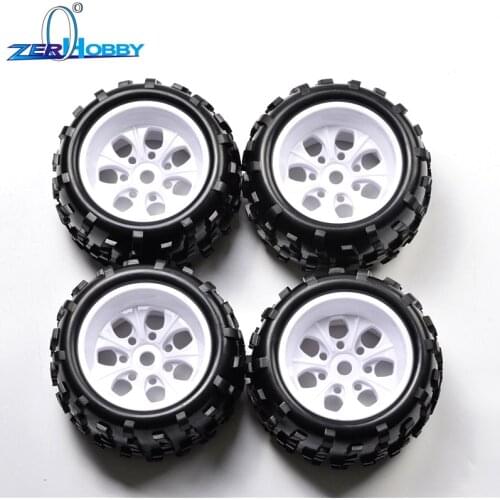 HSP Wheels Complete With White or Chrome Rims For 1/8 94982 SAVAGARY Truck Wheels Set Part No. 62012