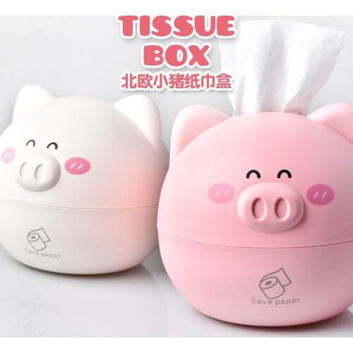 Cute Pig Tissue Holder box Chic Nordic Roll Paper Round Shaped Box Home Car Tissue Box Container Towel Napkin Tissue Holder
