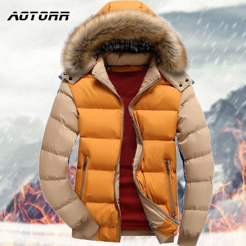 Men Winter Jacket Hat Detachable Down Parka Casual Warm Thick Jackets Male Fur Hooded Outwear Warm Windproof Coats Slim Overcoat