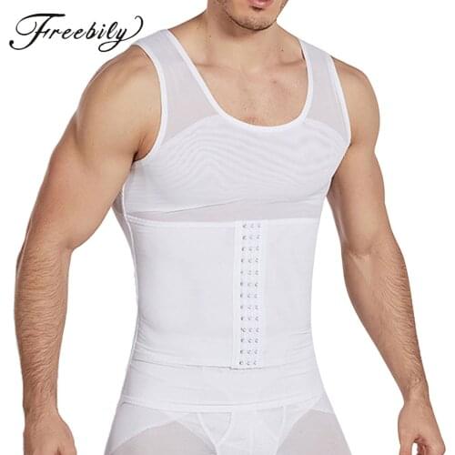 Mens Body Shaper Compression Shirts Abdomen Shapewear Tummy Slimming Sheath Gynecomastia Shapers Corset Waist Trainer Tops
