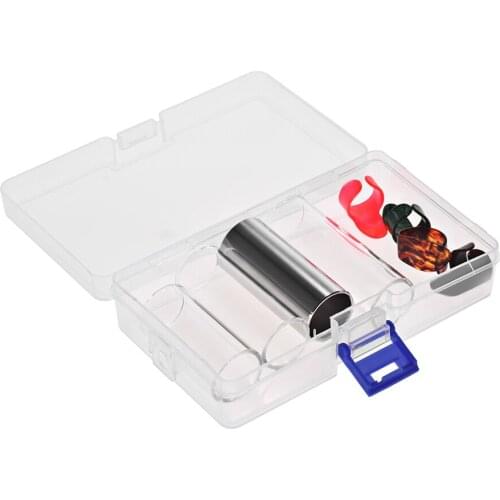 Guitar Slides Set Includes 3 Glass Slides (5.1/ 6/ 7cm) Stainless Steel Slide (6cm)Celluloid Thumb Finger Picks(Color Delivery)