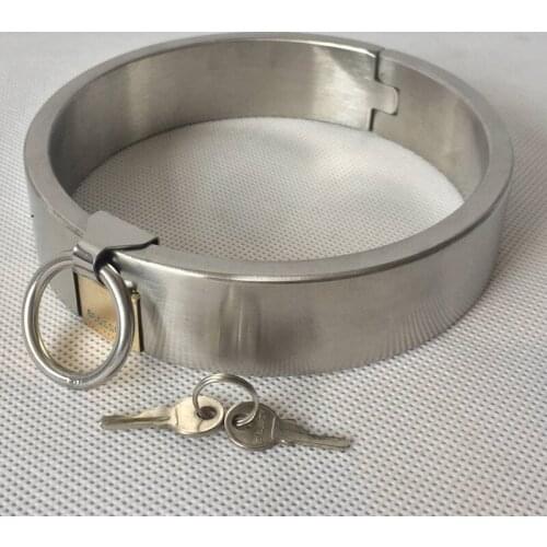 Stainless Steel Neck Collar With Lock Adult Games Restraints BDSM Bondage Slave Collar Toture Erotic Sex Toys For Women/Men