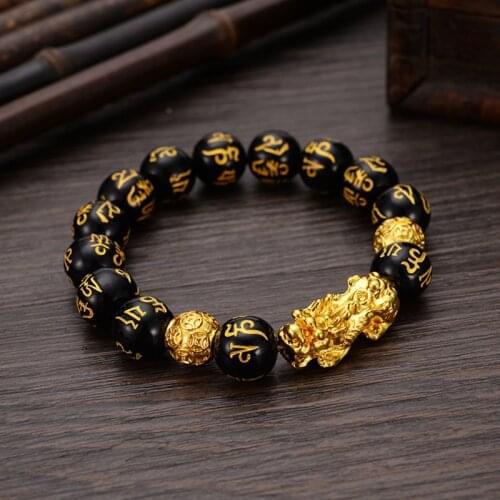New Mens And Womens Natural Obsidian Handmade Beaded Bracelet With Buddhist Beads Feng Shui Bracelet Fashion Mens Jewelry