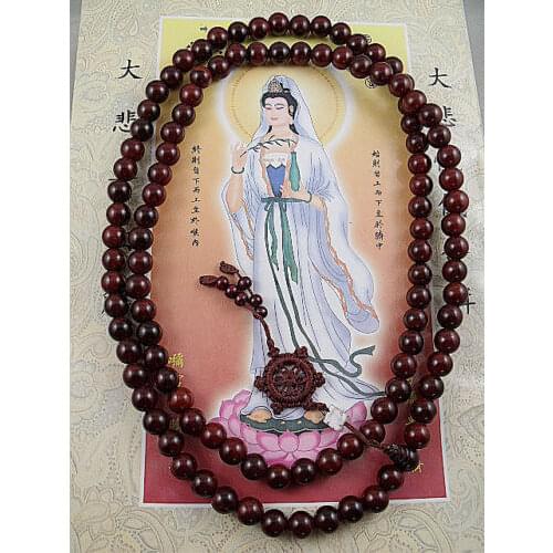 10mm Tibetan Buddhism 108 red sandalwood Prayer Bead Mala Necklace