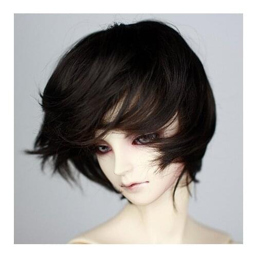 NEW 22-24cm 7-8" Natural brown Small roll Imitation mohair Short hair 1/3 1/4 BJD SD Doll Wig