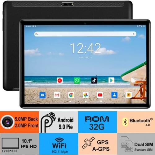 Hot Sales Глобальная версия 10-дюймовый планшетный ПК ОС Android 9.0 Pie Dual cameras Rear pixel 5.0MP 1280*800 IPS Tableta
