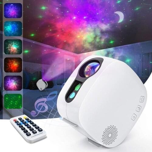 Starry Sky Projector Bluetooth Music Speaker LED Night Light Projector Galax Nebula Ocean Control Star Projector Moon Night Lamp