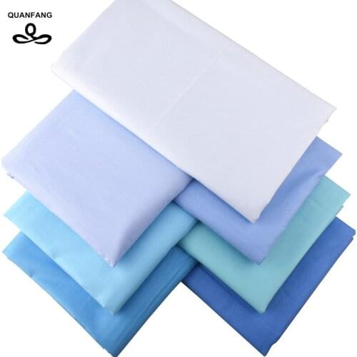 QUAN FANG 7pcs/lot Blue Pure color Printed Twill Cotton Fabric Patchwork Cloth For DIY Sewing Quilting Baby Children Material