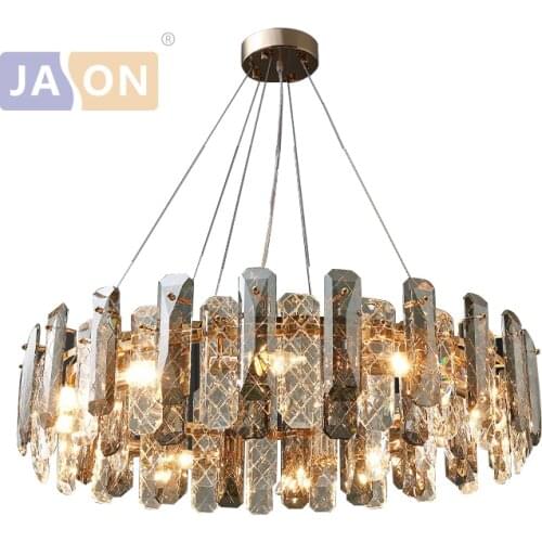 Luxury LED Crystal Round Chandelier Lighting Lustre Hanging Lamps Suspension Luminaire Lampen For Foyer