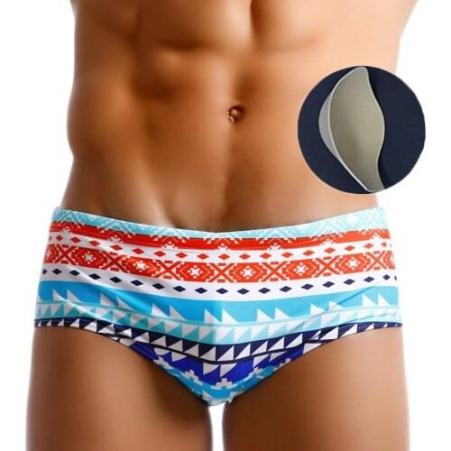 Bohemian National 2020 New Swimsuit Men Padded Swimming Shorts For Men Push Up Cup Gay Swimwear Men 14 Styles Zwembroek Heren