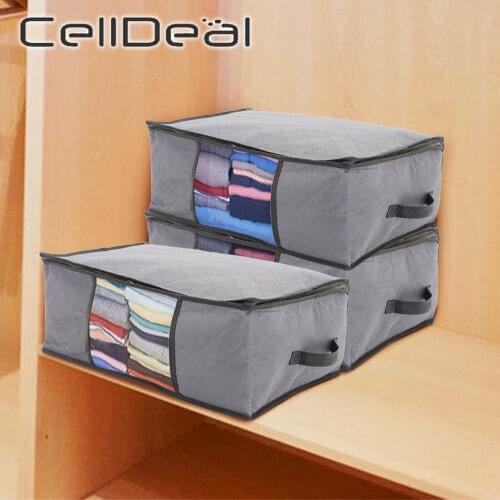 Non-woven Clothes Storage Bag PVC transparent Window Home Organizer Foldable Clothes Quilt Dust-Proof Cabinet Finishing Box
