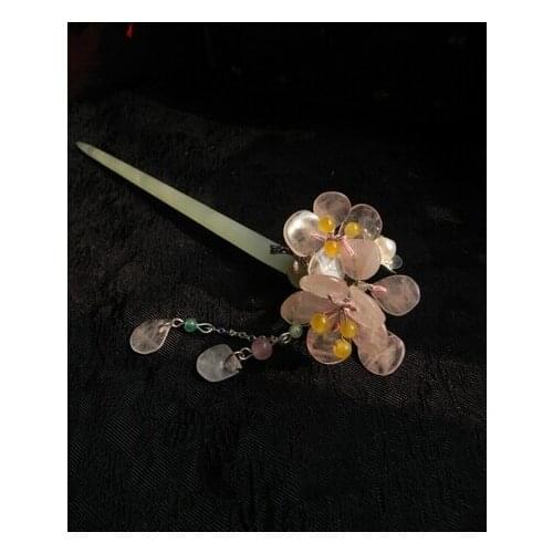 Soapstone Apricot Flower Fang Ying Ye Classical Hair Stick Vintage Jewelry Hanfu Costume Hair Accessory
