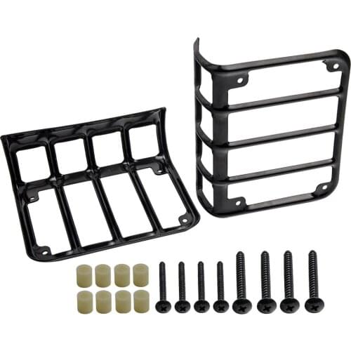 Steel Rear Tail Light Guards Cover Black Cover fit 2007-2018 for Jeep Wrangler JK