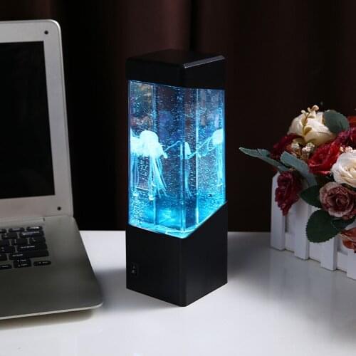 Glass Jellyfish Aquarium Lava Lamp Color Changing Jellyfish Aquarium LED Lamp Home Decoration Night Light