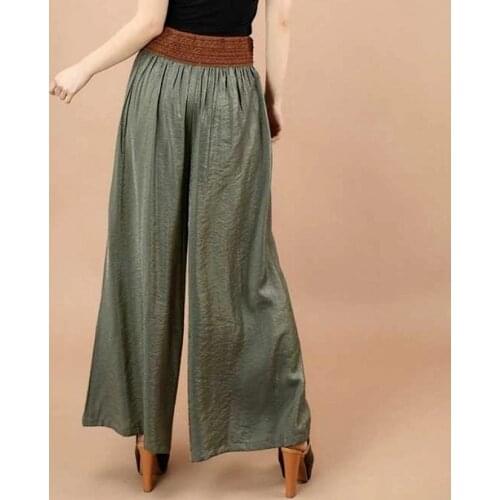 Comfort Loose Casual Wide Leg Pants with Free Belt Summer Women Mid-Waist Ankle-Length Pants Home Indoor Sport Leisure Trousers