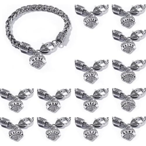 Vintage charm crystal heart pendant bracelets for women girls party jewelry gift 2021 new pulsera mujer