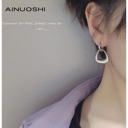 AINUOSHI Dangle Earrings for Women 2021 New Sterling Silver 925 Fashion Hoop Earring Wedding Party Jewelry korean Brincos