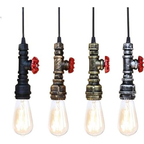 Loft industrial Iron water Pipe steam punk Vintage pendant lamp E27 led Bulb pendant lights for bedroom bar restaurant kitchen