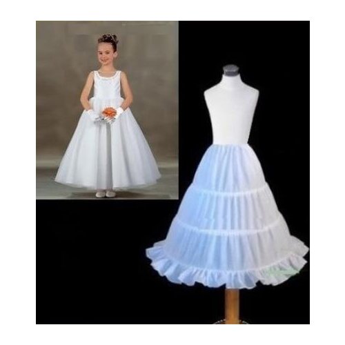 Yoliyolei White Childrens Costumes Petticoat A-Line 3 Hoops Catwalk Skirts Flower Girl Dress Underskirt for Short Long Dress