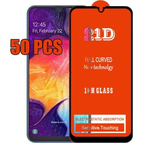 50pcs 21D Tempered Glass Full Glue Screen Protector For Samsung Galaxy Note 10 Lite A10S A20S A30S A40S A50S A70S M01 M11 M21