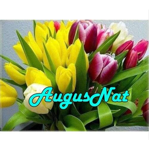 Yellow tulips diamond painting full round flower daimand mosaic floral feild diamant painting puzzle picture diamont embroidery