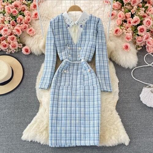 New Fall High-end Temperament Women Fashion Occupation Skirt Suit Femme V-neck Short Jacket Coat+Beaded Vest Dress 2 Piece Set
